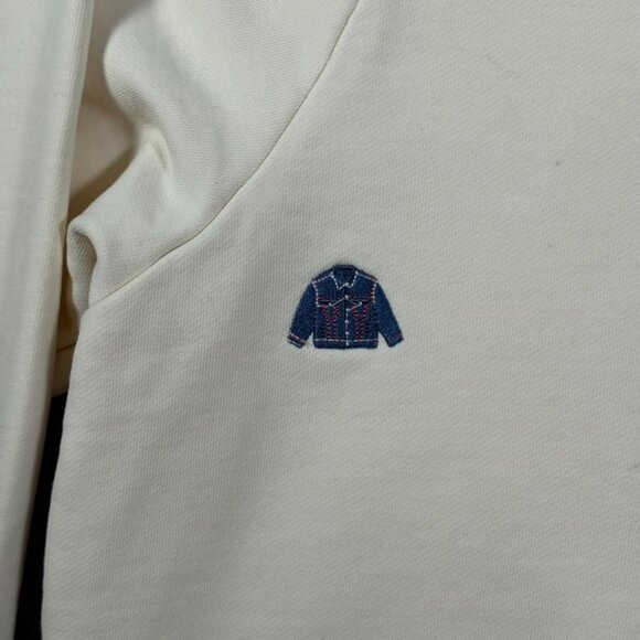 Parke Womens Relaxed Fit Hoodie Sweatshirt French Terry Cream Embroidered Sz XXL - Picture 8 of 15